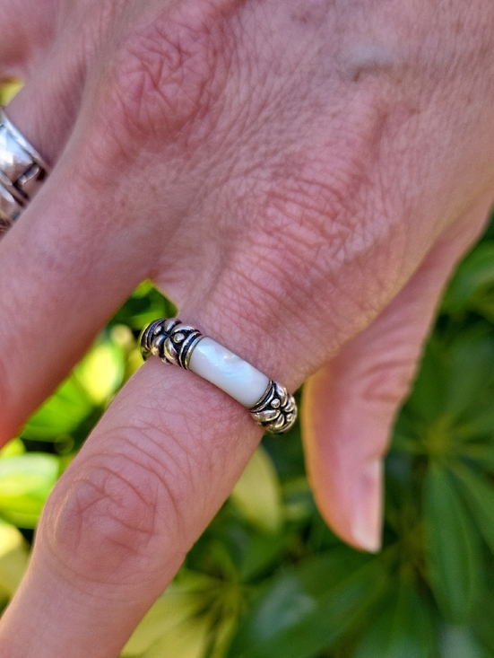 Jewelry - 925 Silver, Mother Of Pearl & Abalone Shell Inlay, Floral End Caps